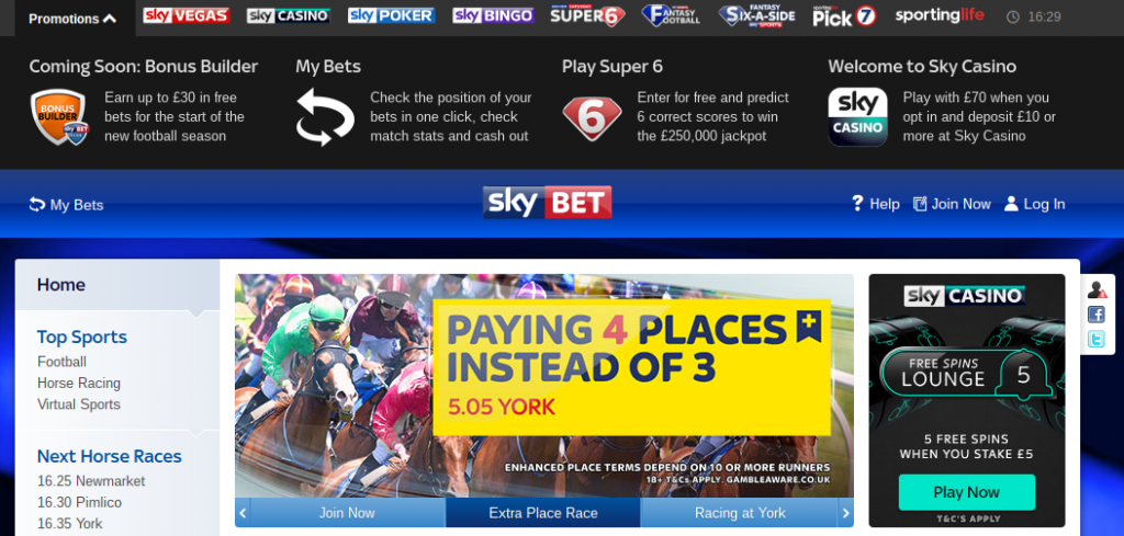 Sky Bet website