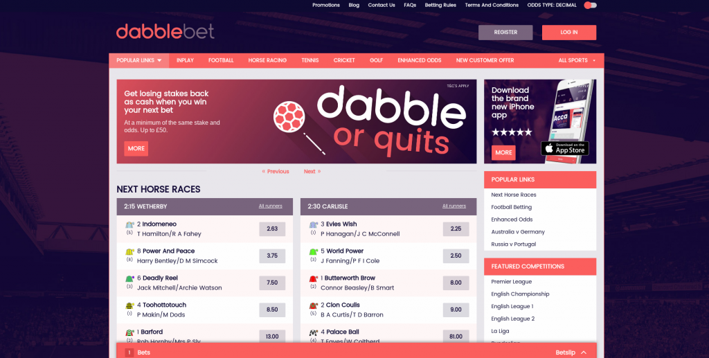 Dabblebet Website
